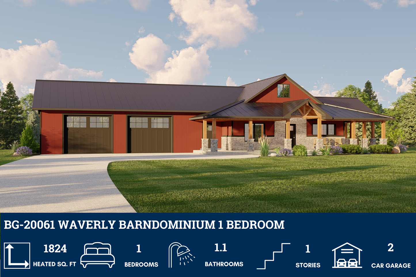 BG-20061 Waverly Barndominium House Plan