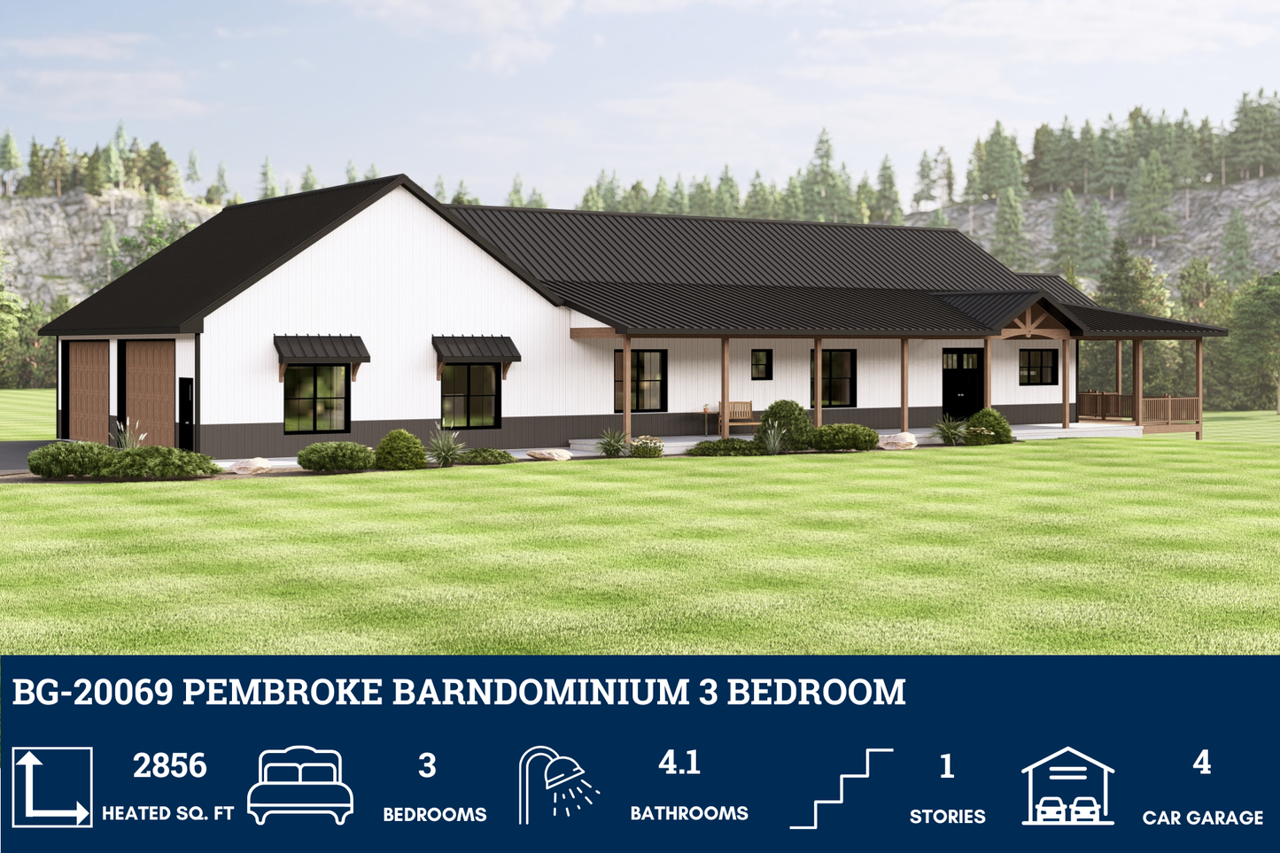 BG-20069 Pembroke Barndominium House Plan