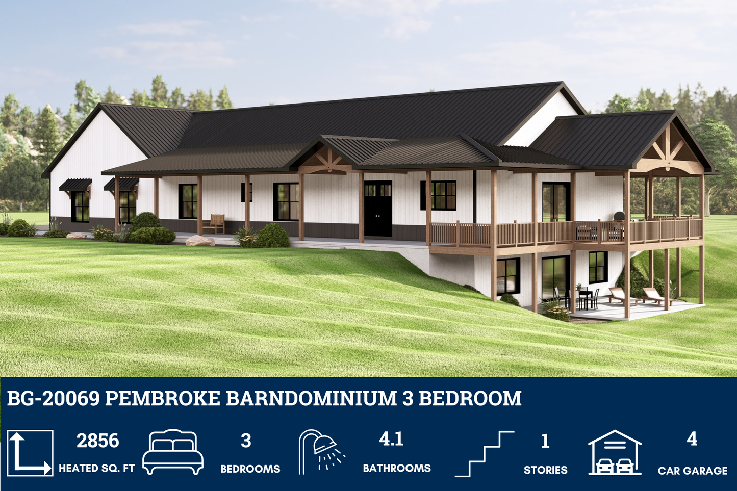 BG-20069 Pembroke Barndominium House Plan