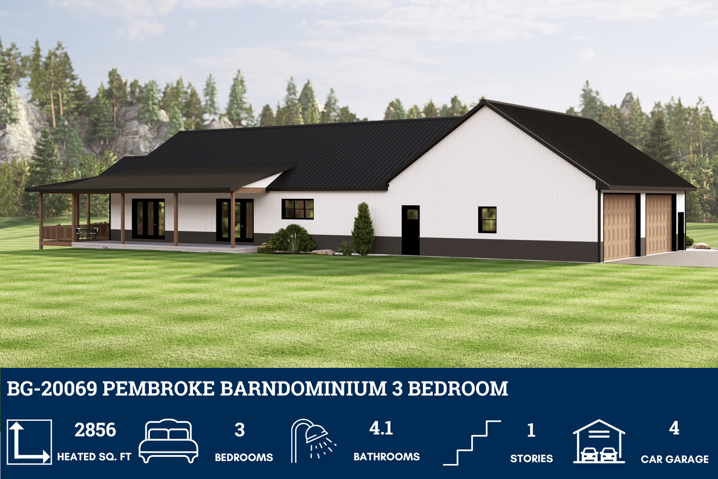 BG-20069 Pembroke Barndominium House Plan
