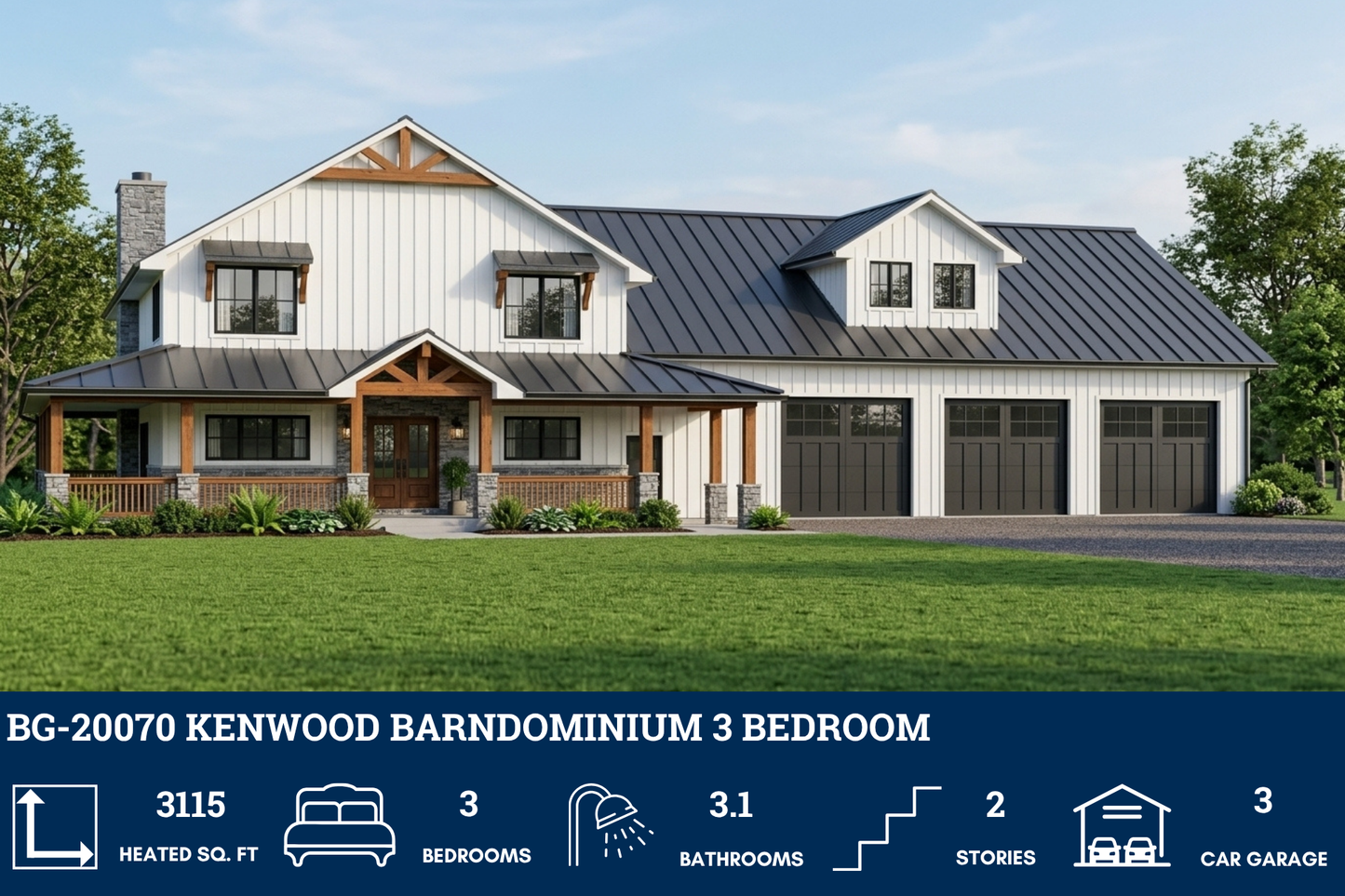 BG-20070 Kenwood Barndominium House Plan