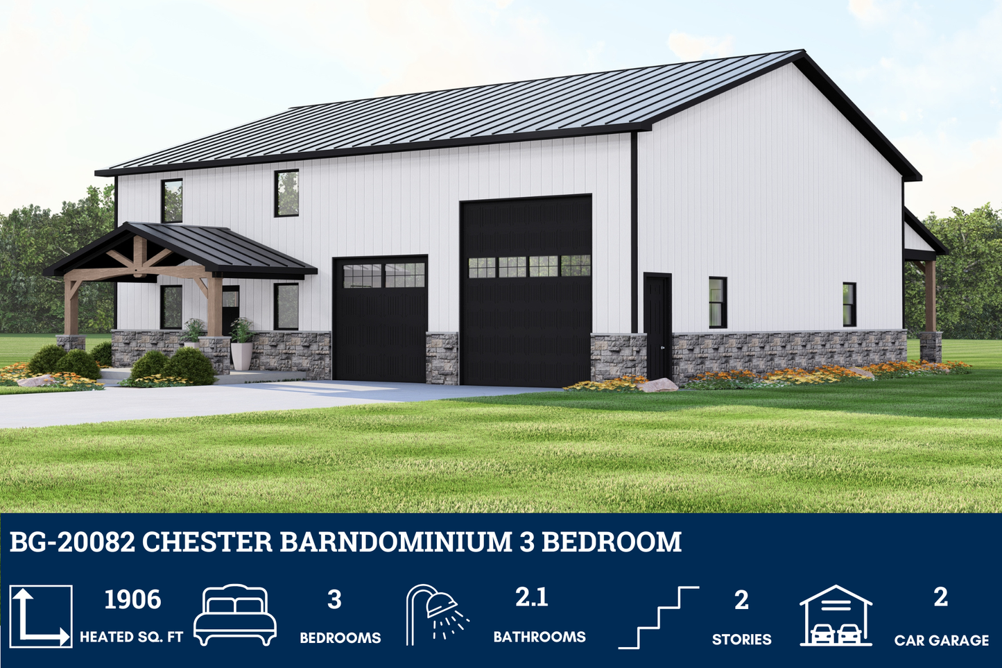 BG-20082 Chester Barndominium House Plan