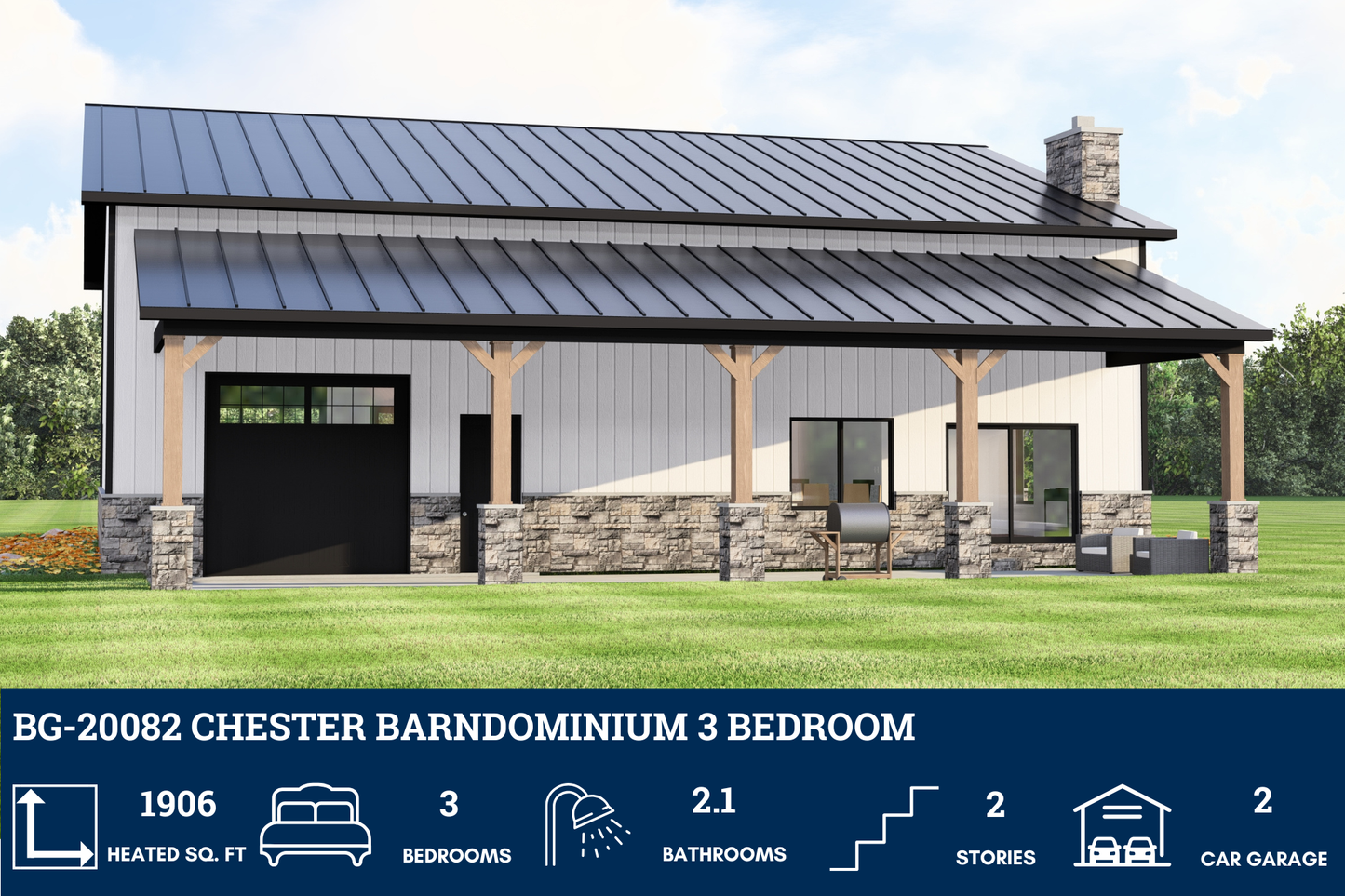 BG-20082 Chester Barndominium House Plan