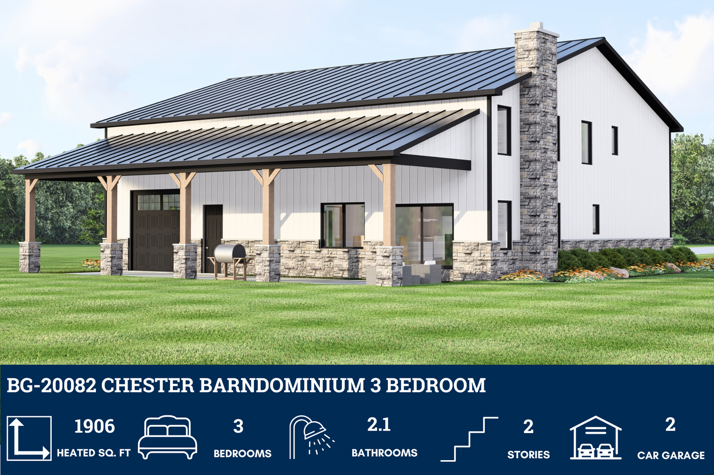 BG-20082 Chester Barndominium House Plan