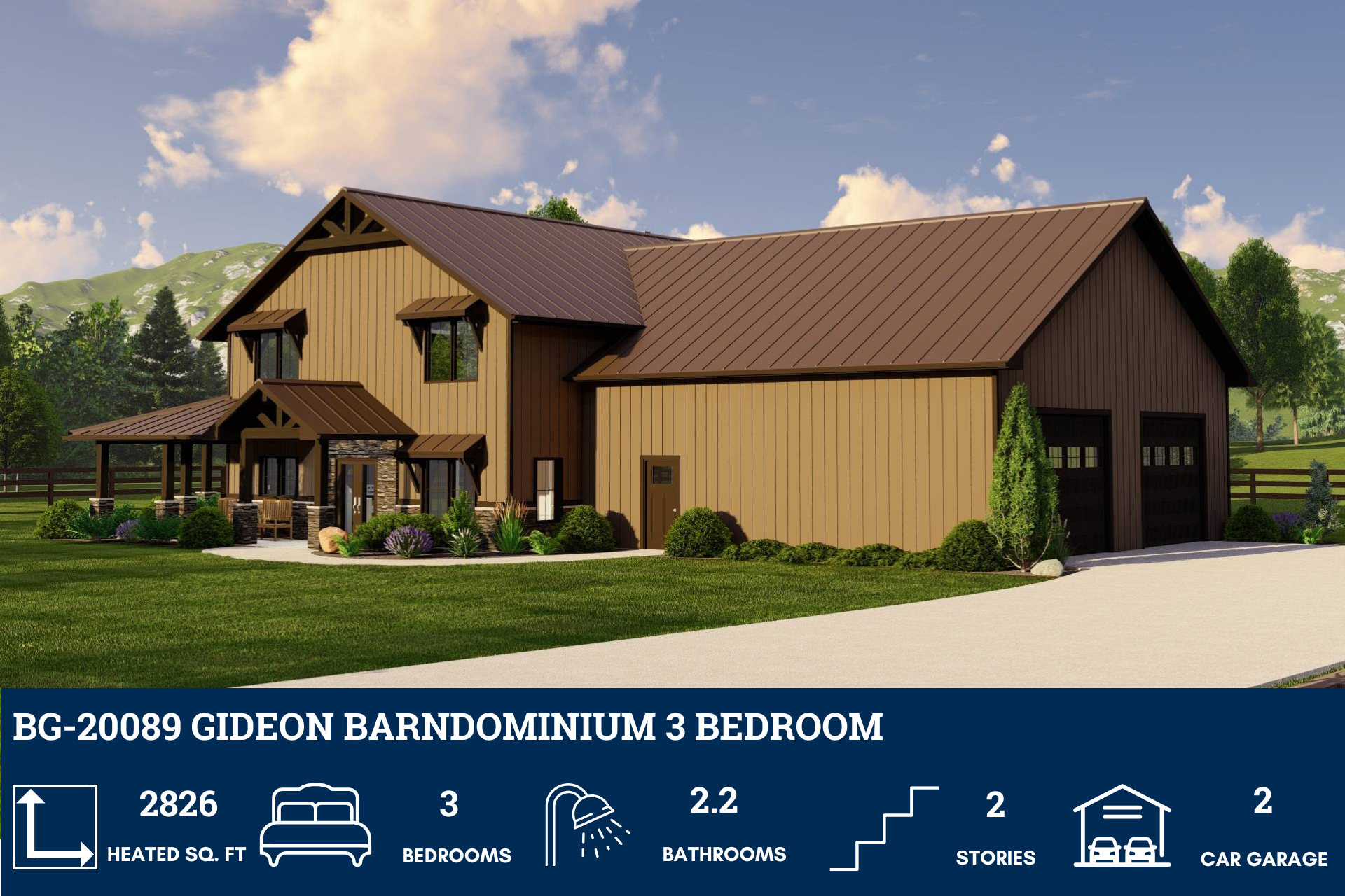 20089 BG-20089 Gideon Barndominium House Plan – Barndominium Plans