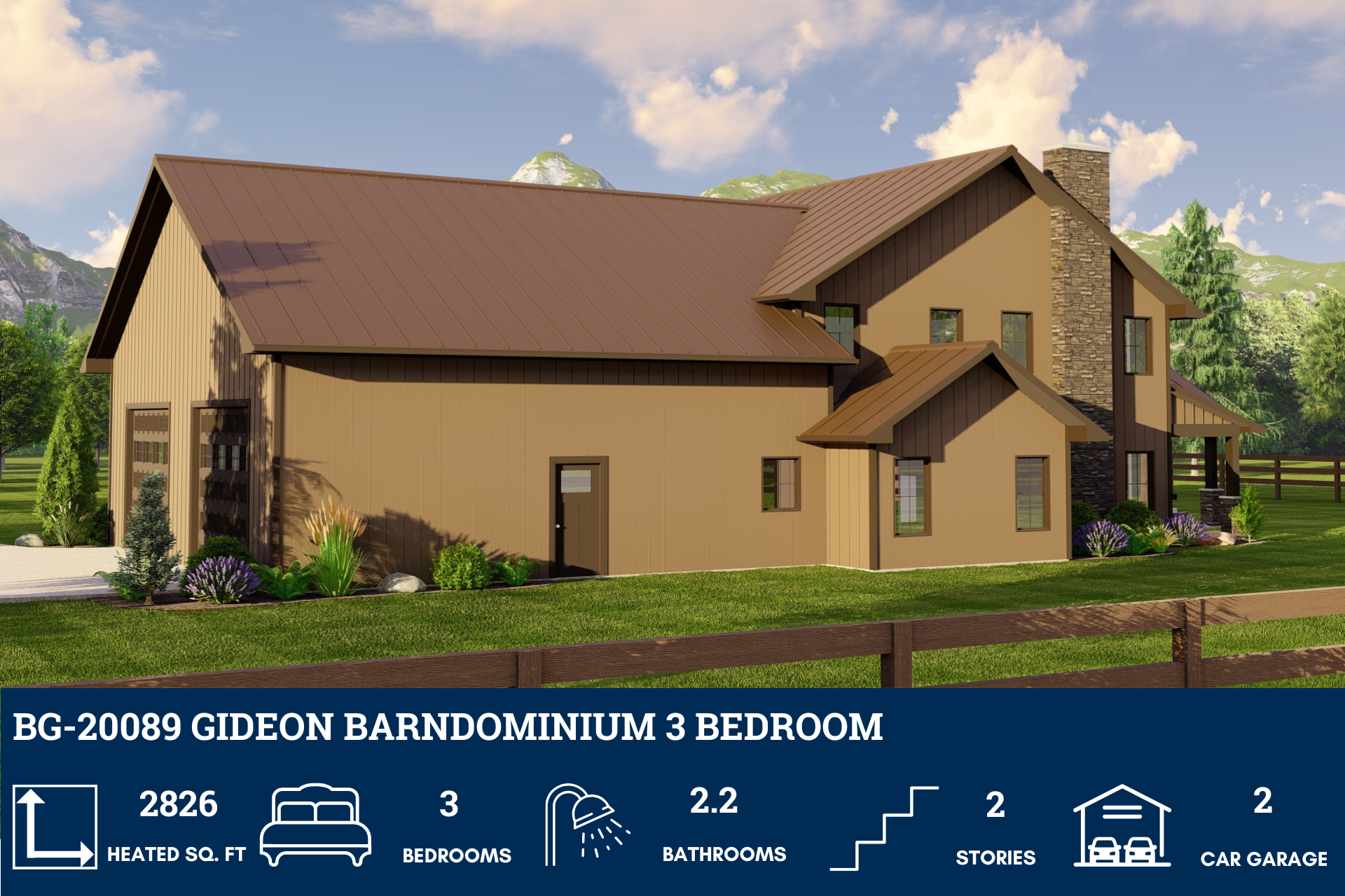 20089 BG-20089 Gideon Barndominium House Plan – Barndominium Plans