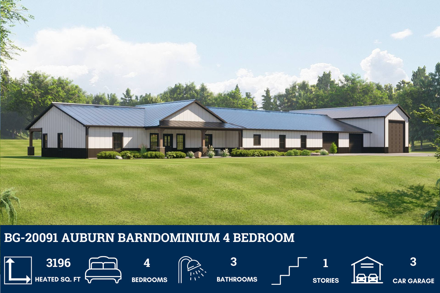 BG-20091 Auburn Barndominium House Plan