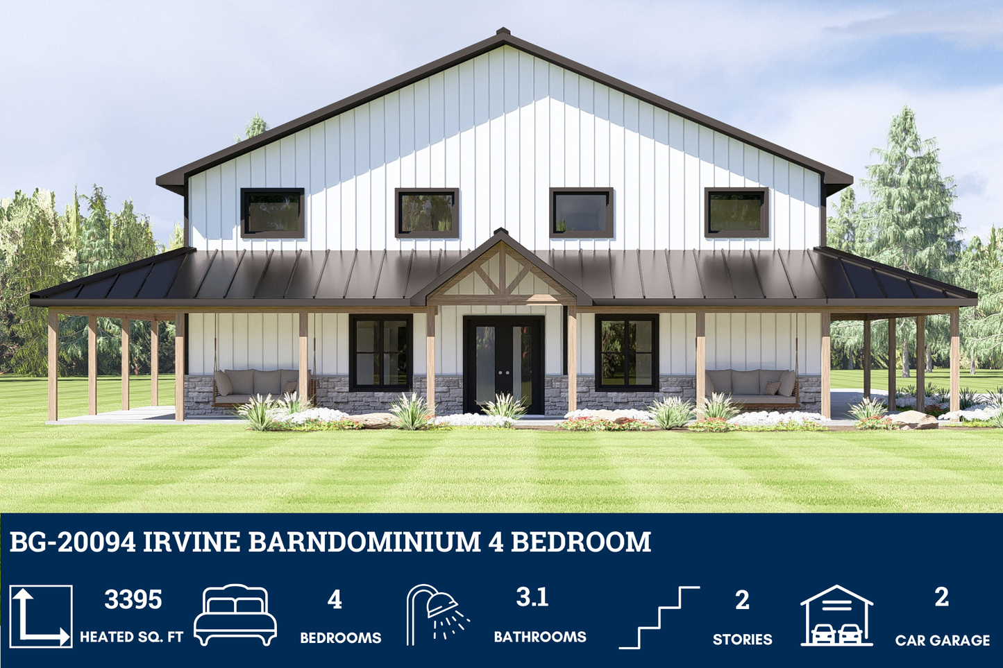 BG-20094 Irvine Barndominium House Plan