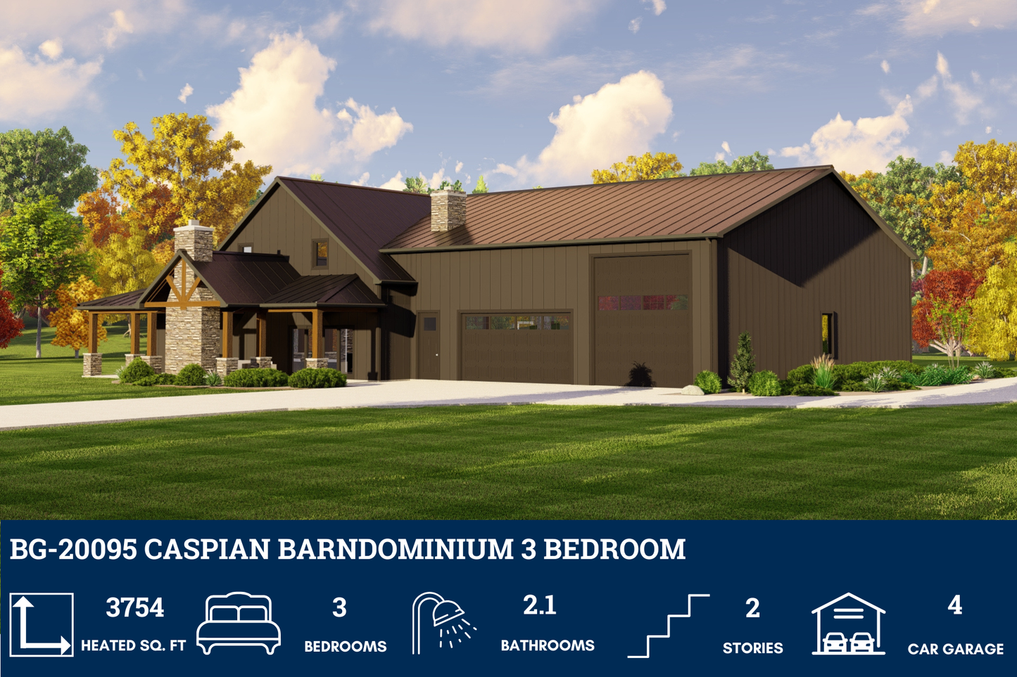 BG-20095 Caspian Barndominium House Plan