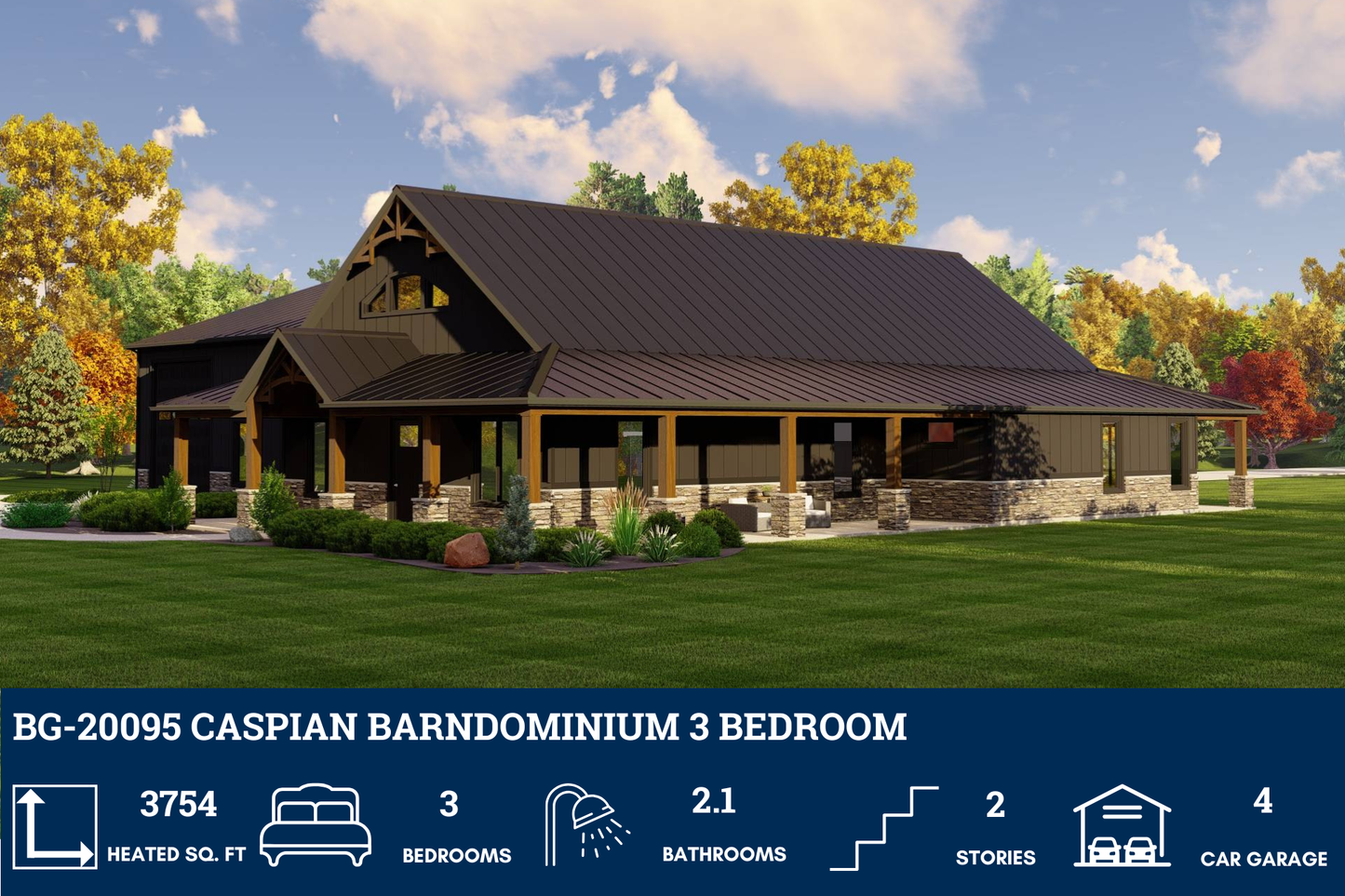 BG-20095 Caspian Barndominium House Plan