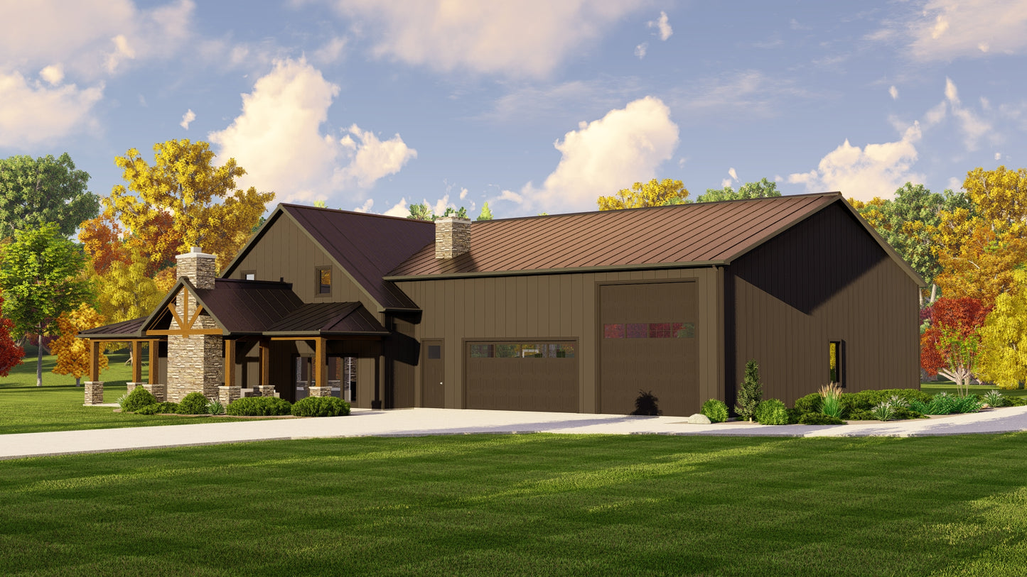 BG-20095 Caspian Barndominium House Plan