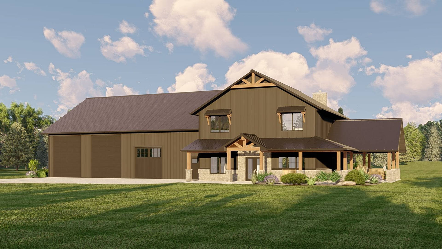 BG-20128 Ansel barndominium exterior rendering