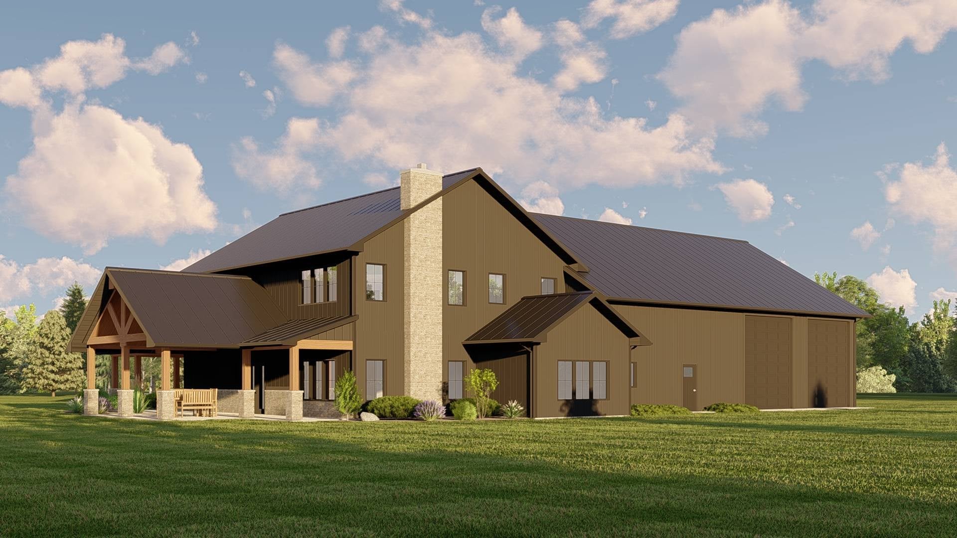 BG-20128 Ansel barndominium exterior rendering