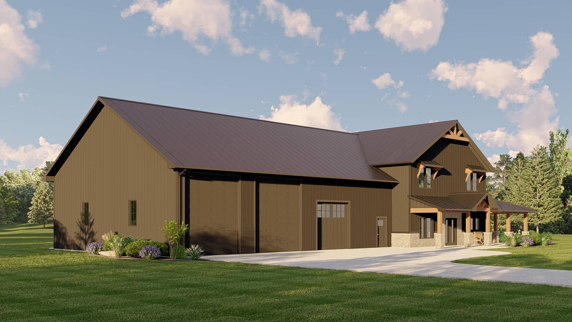 BG-20128 Ansel barndominium exterior rendering