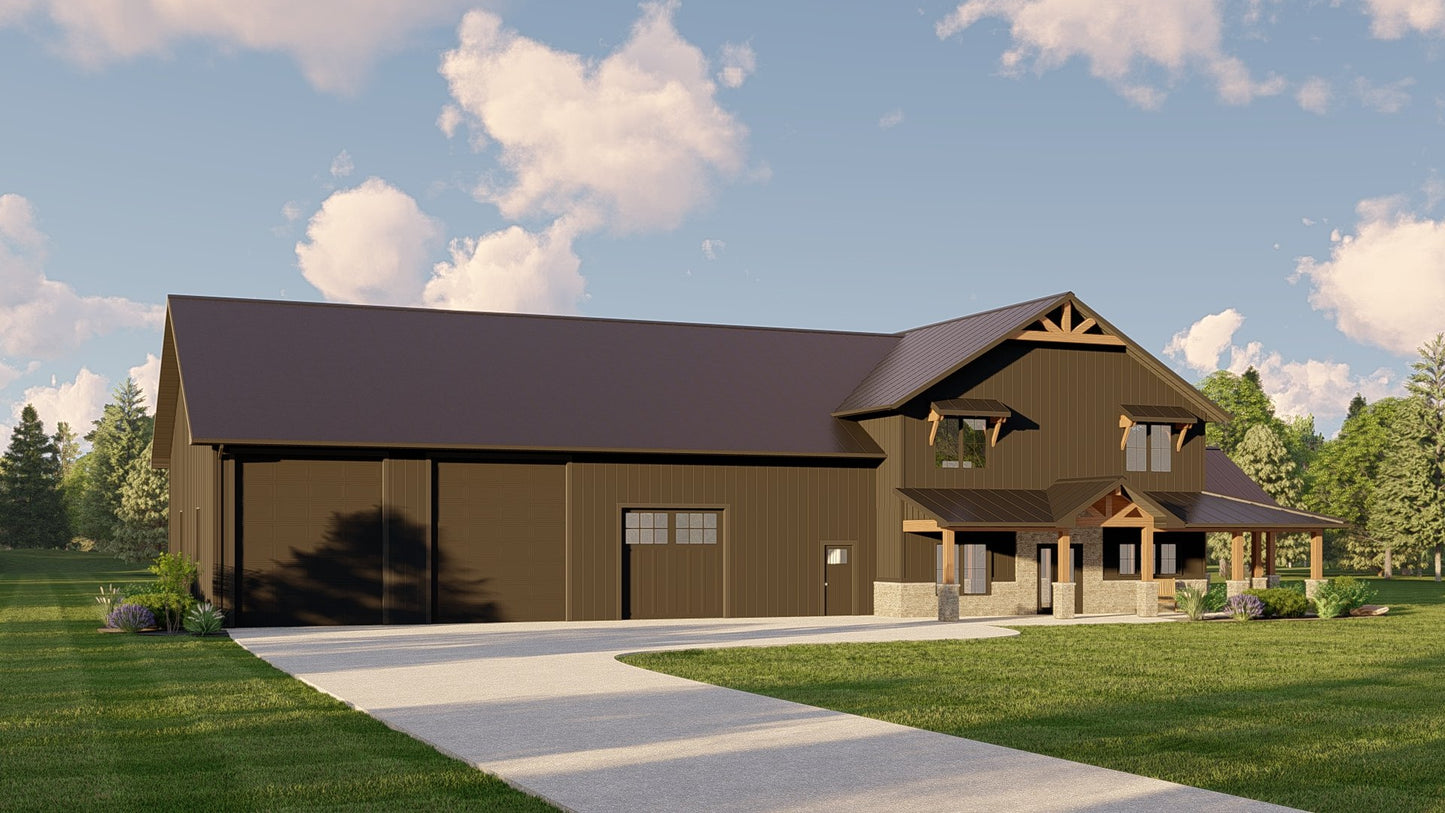 BG-20128 Ansel barndominium exterior rendering