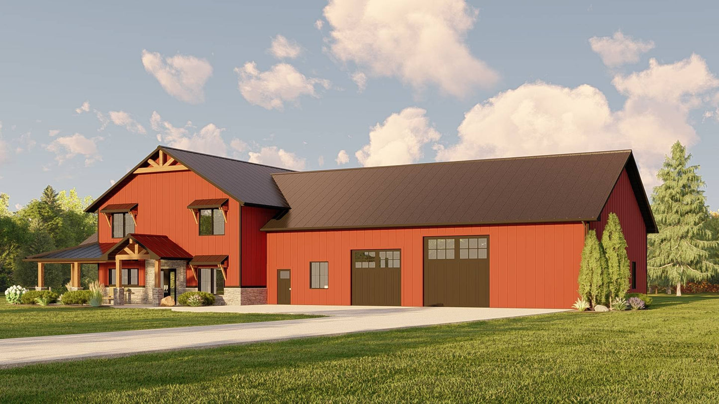BG-20129 Bodie barndominium exterior rendering
