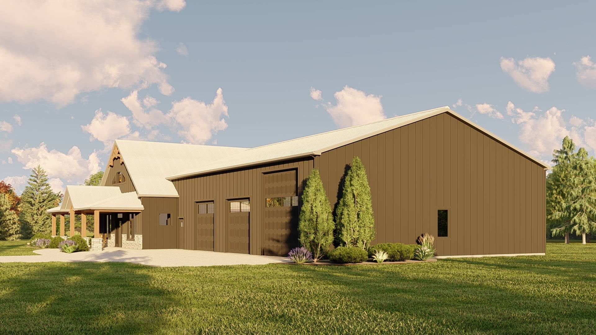 BG-20130 Cyrus barndominium exterior rendering