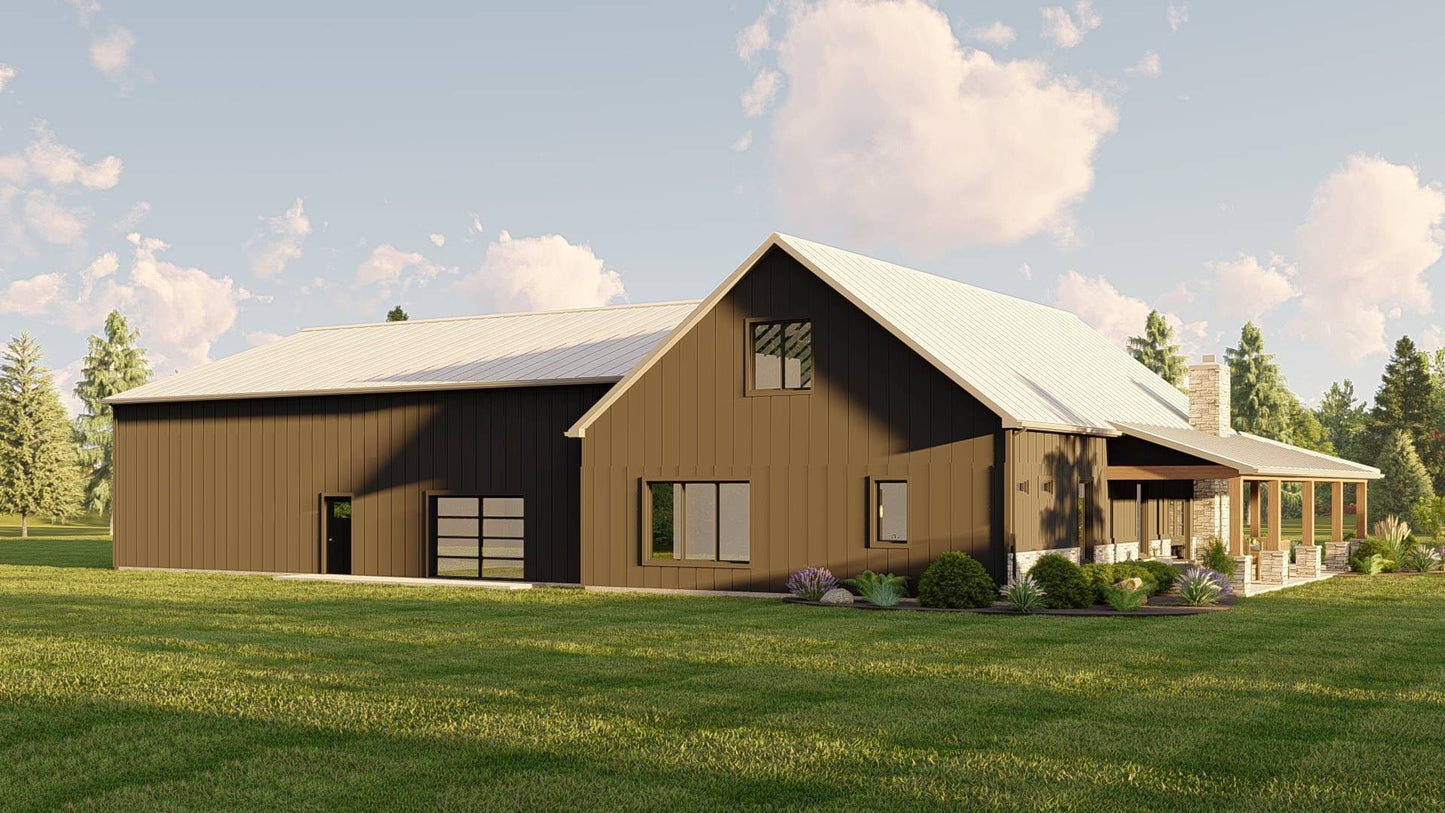 BG-20130 Cyrus barndominium exterior rendering