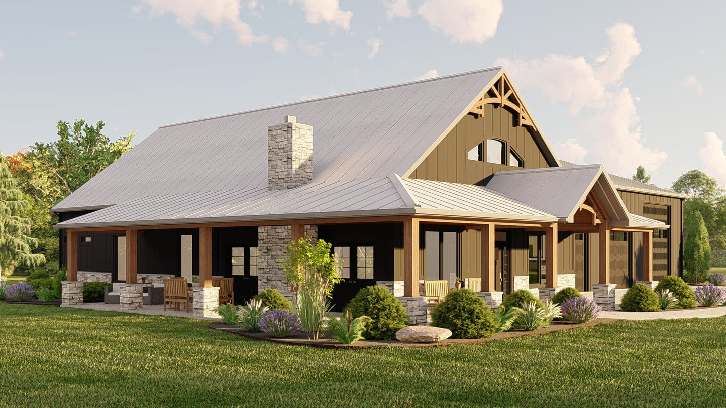 BG-20130 Cyrus barndominium exterior rendering