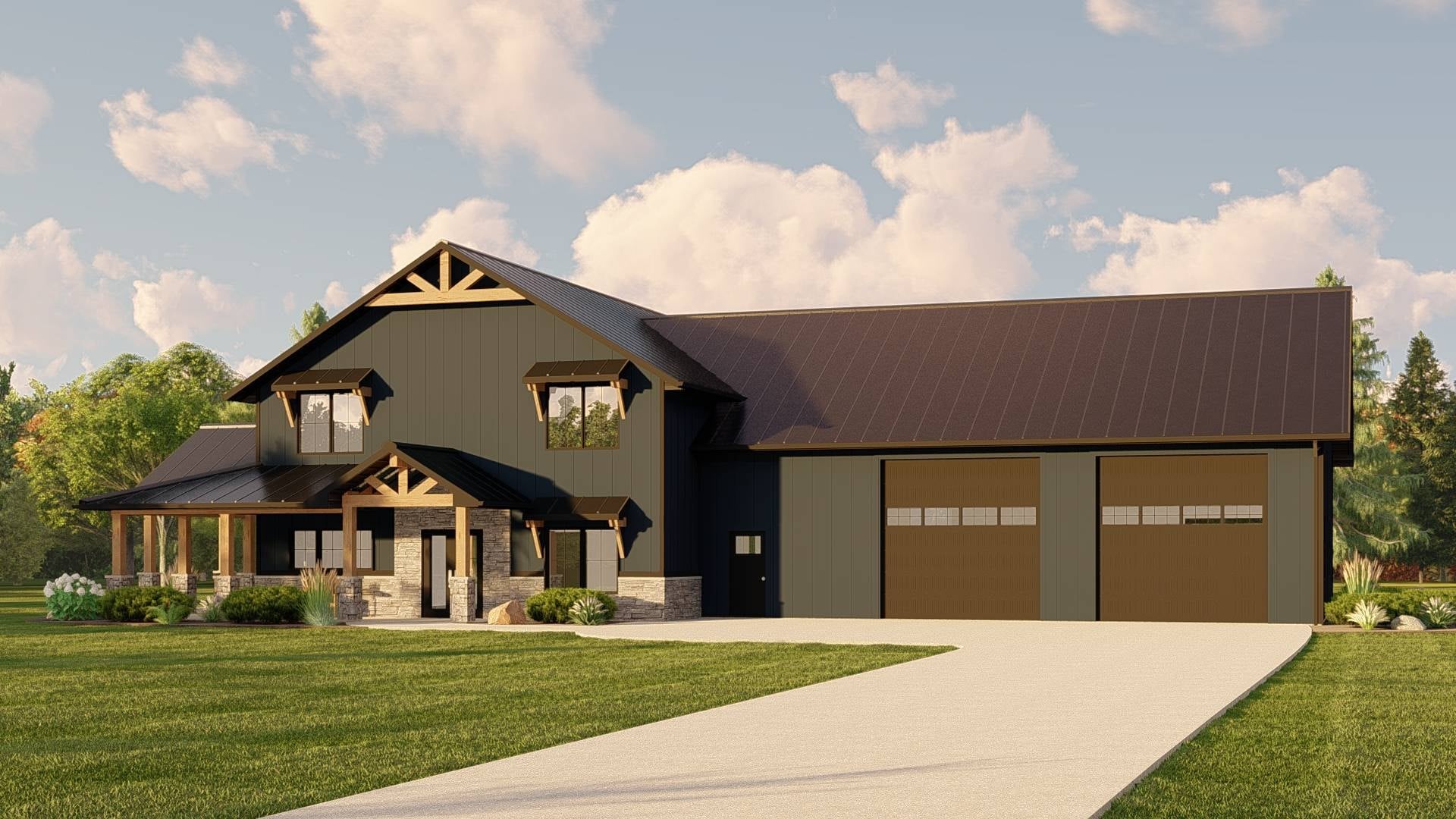 BG-20131 Darcy barndominium exterior rendering