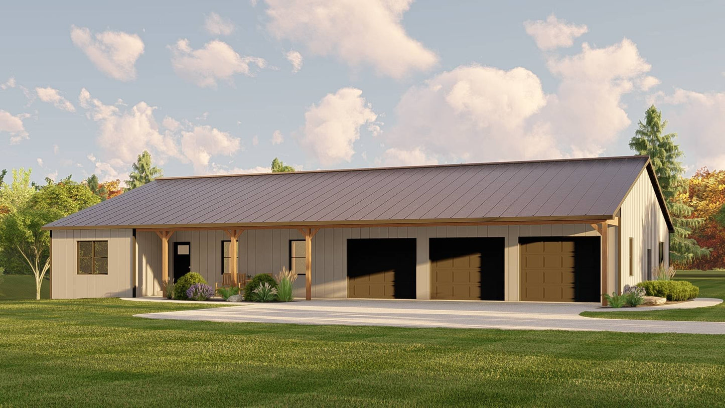 BG-20132 Georgia barndominium exterior rendering