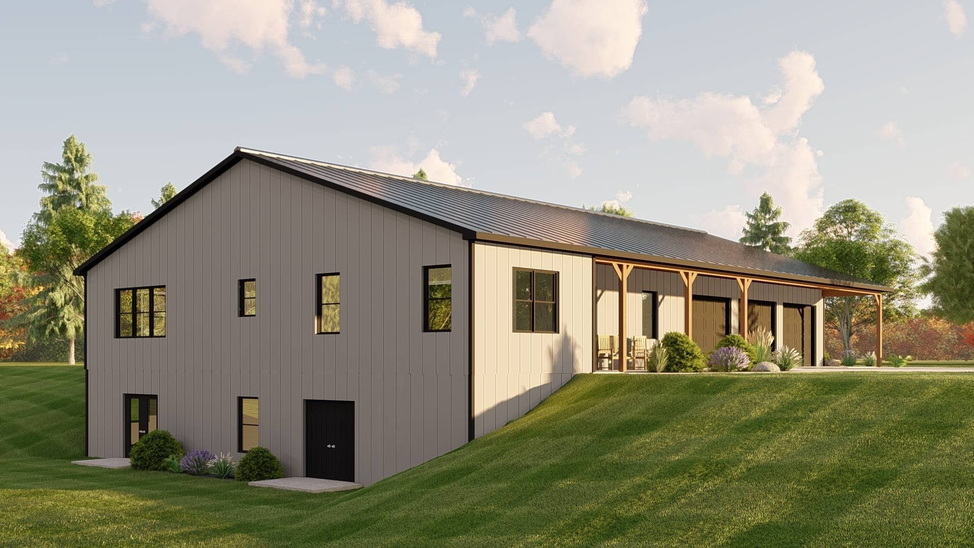 BG-20132 Georgia barndominium exterior rendering