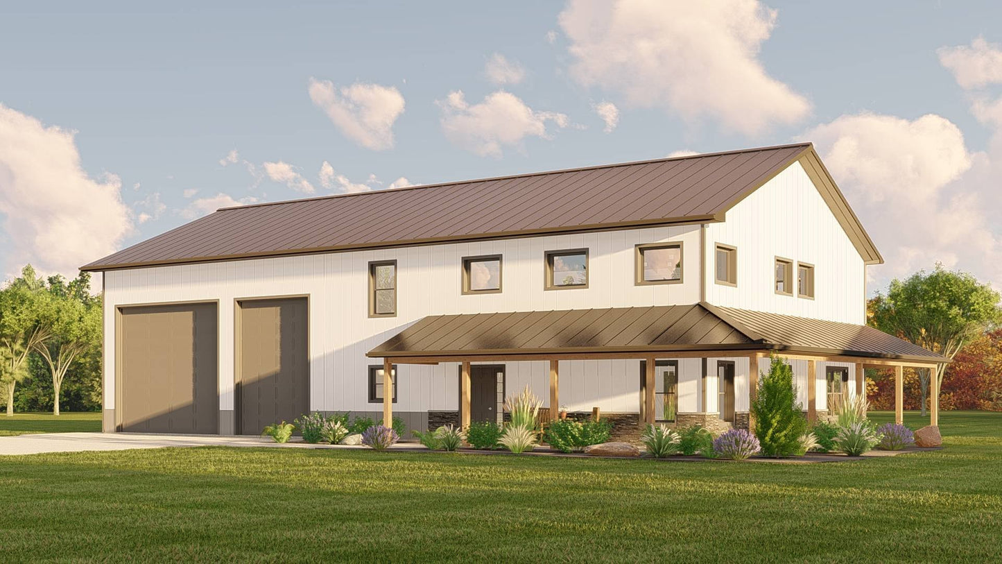 BG-20133 Greer barndominium exterior rendering