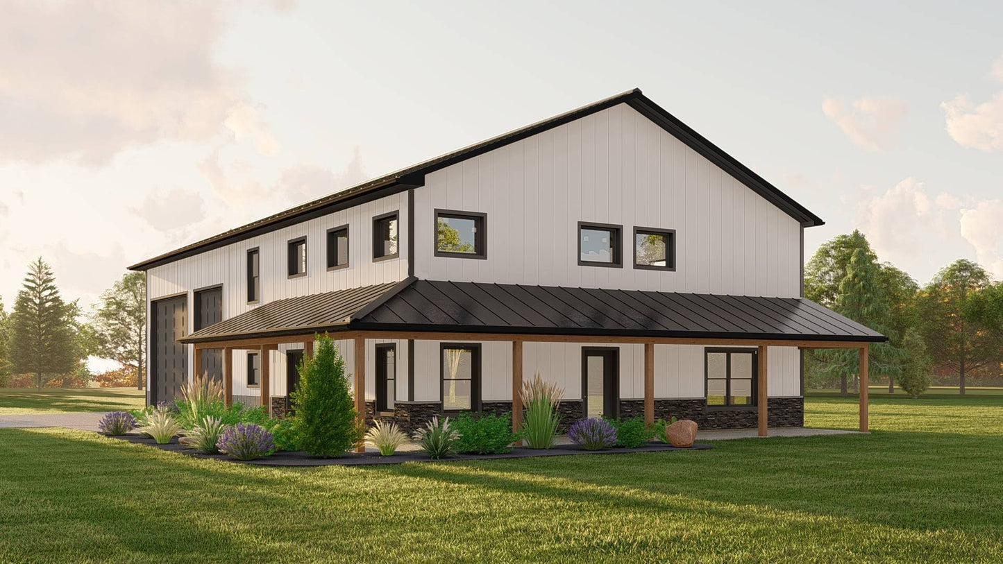 BG-20133 Greer barndominium exterior rendering
