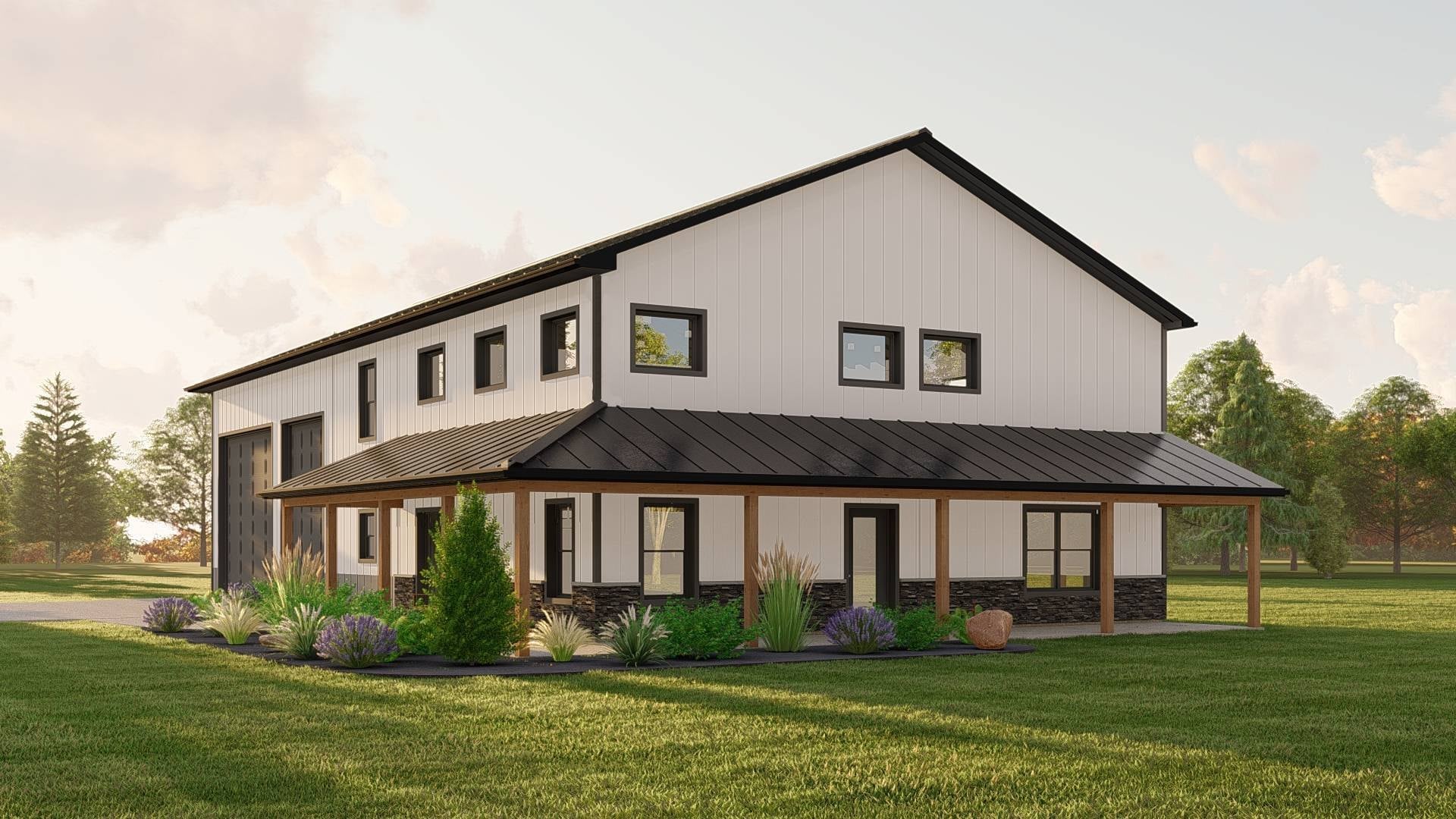 BG-20133 Greer barndominium exterior rendering