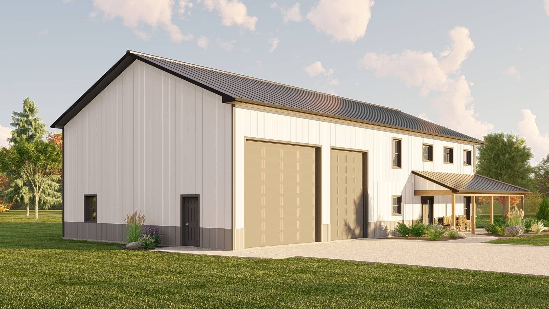 BG-20133 Greer barndominium exterior rendering