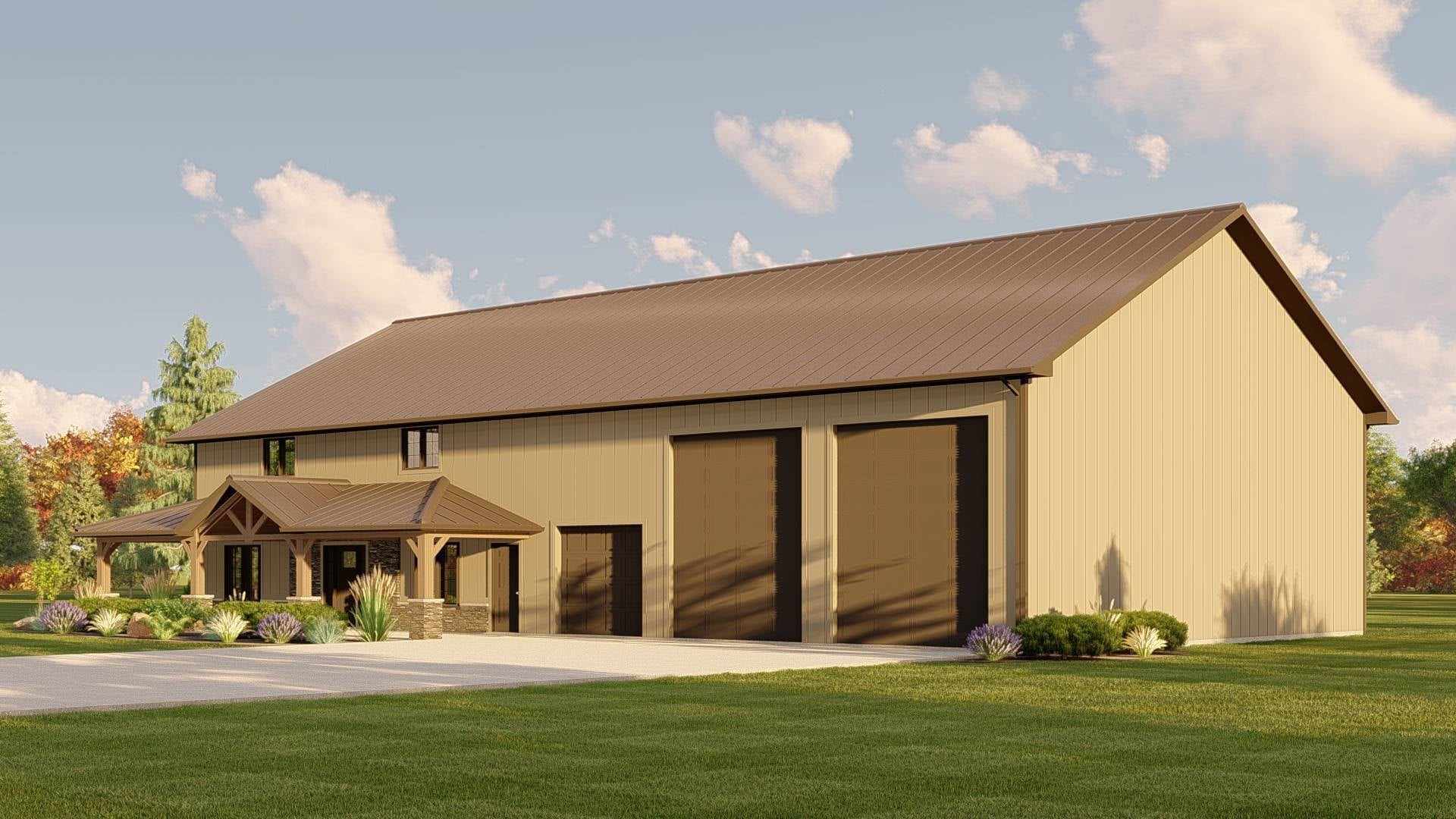 BG-20134 Imogen barndominium exterior rendering
