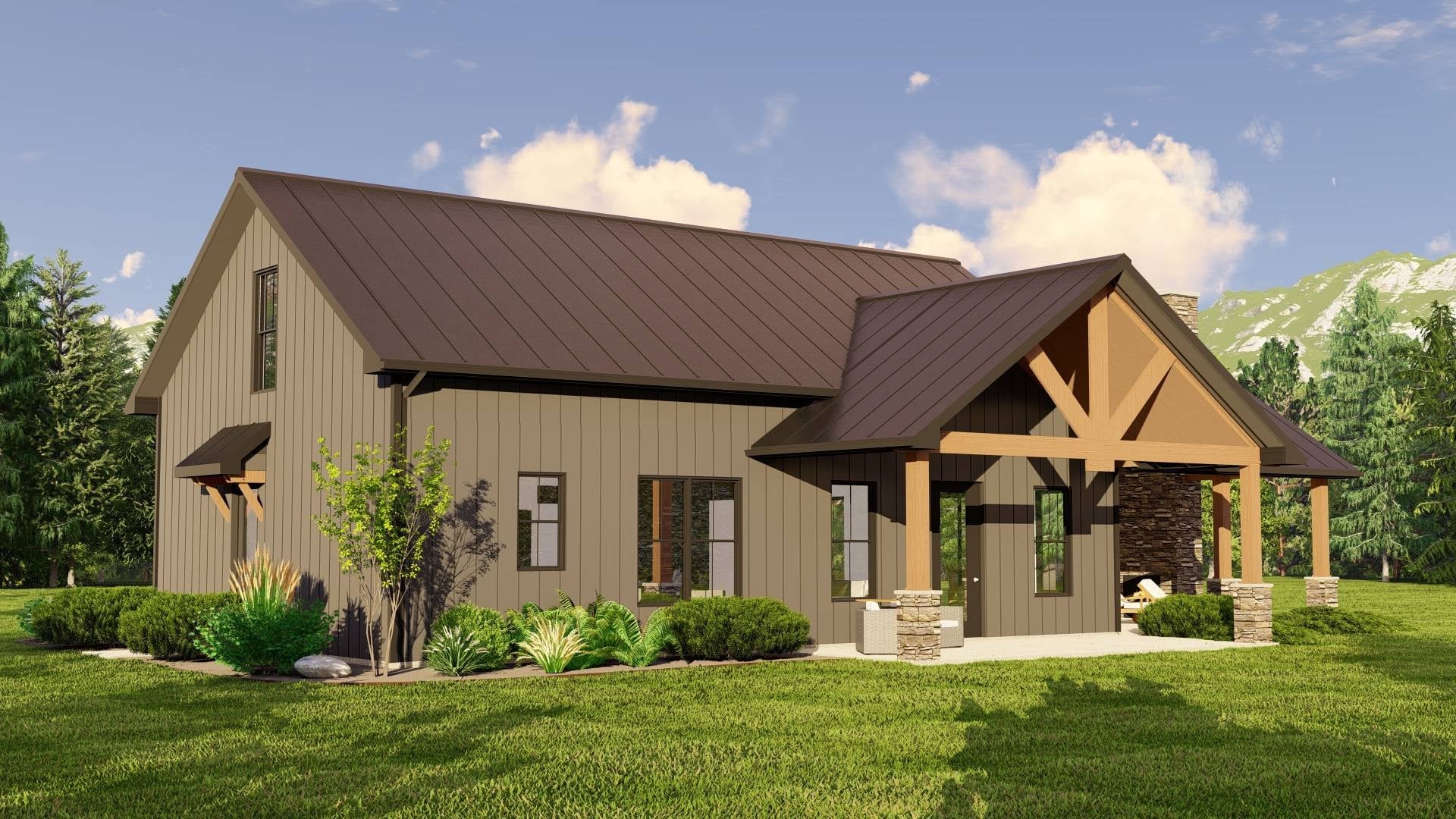 BG-20135 Juniper barndominium exterior rendering