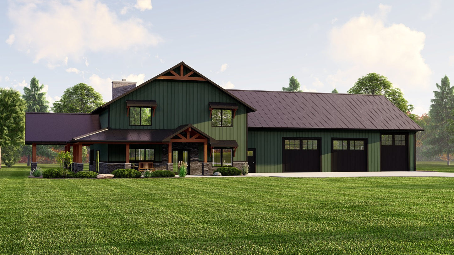 BG-20137 Lyla barndominium exterior rendering
