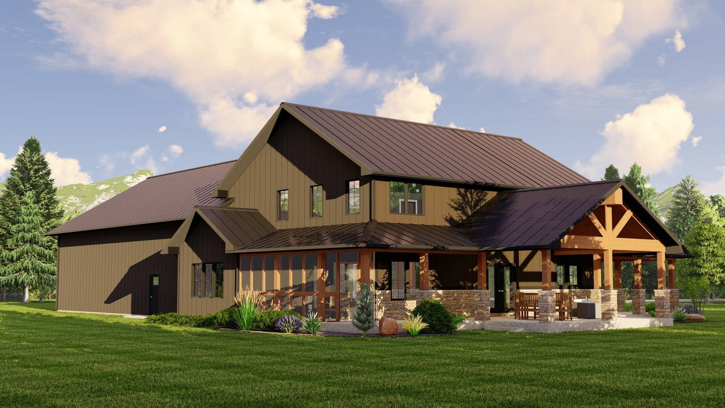 BG-20138 Milo barndominium exterior rendering