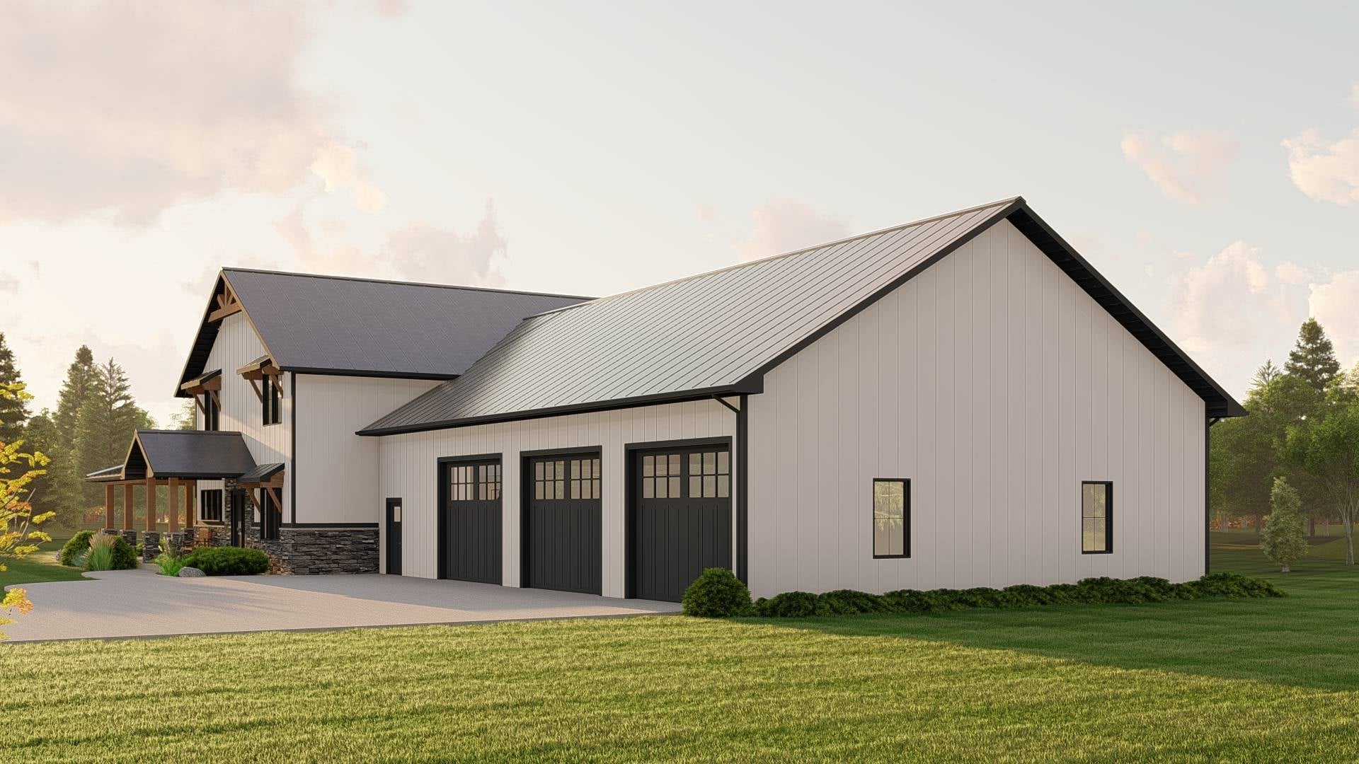 BG-20139 Odette barndominium exterior rendering