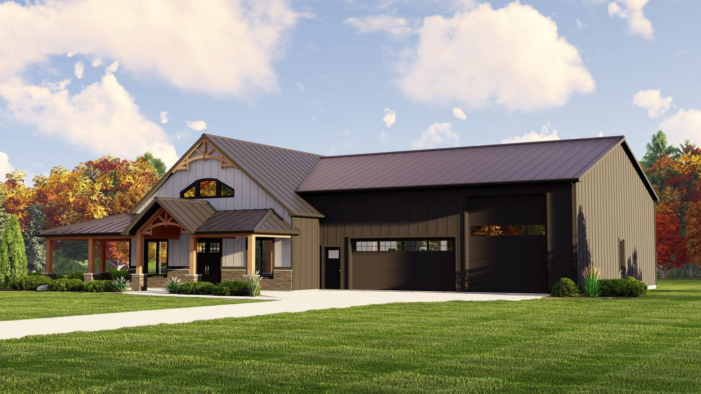 BG-20140 Oliver barndominium exterior rendering