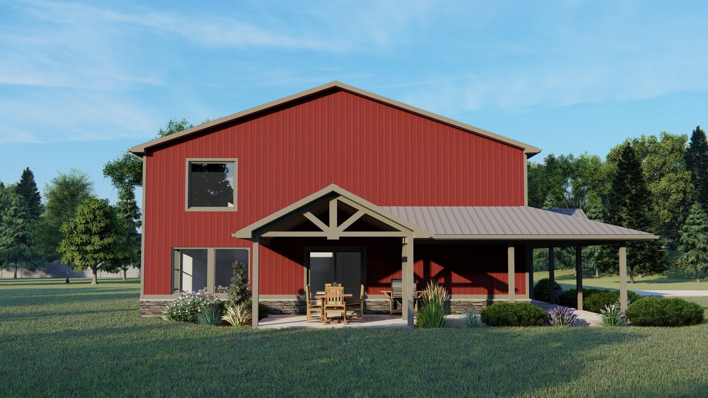 BG-20142 Piper barndominium exterior rendering