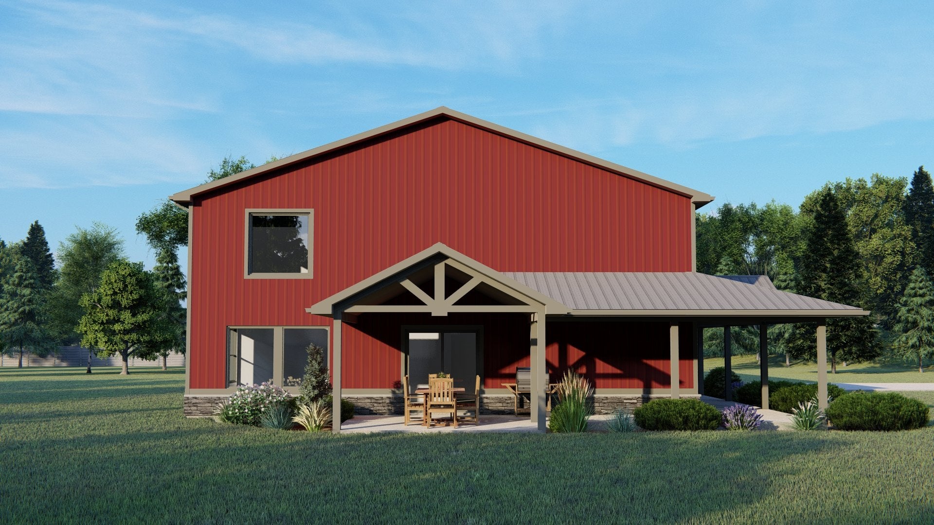 BG-20142 Piper barndominium exterior rendering