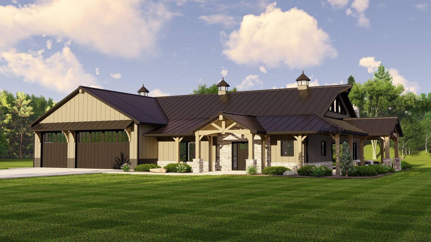 BG-20144 Sadie barndominium exterior rendering