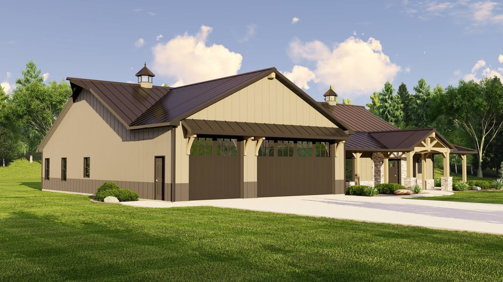 BG-20144 Sadie barndominium exterior rendering