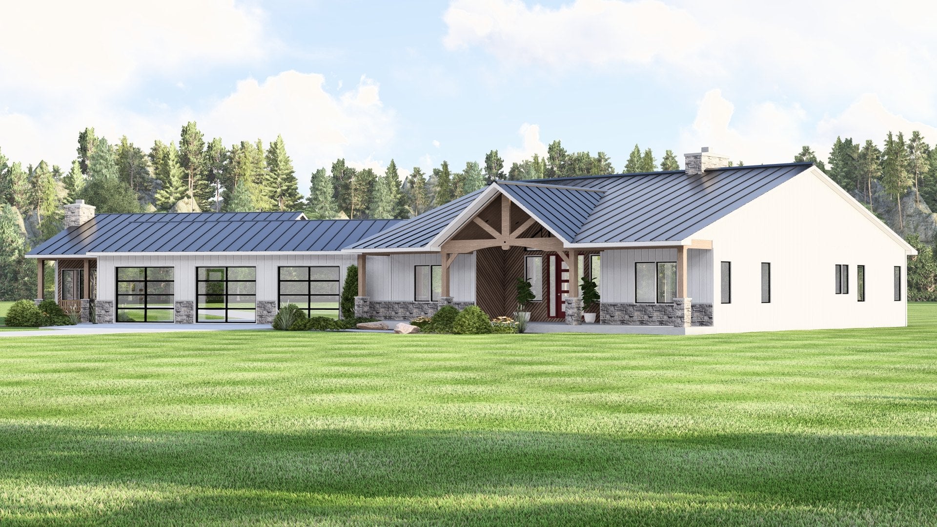 BG-20145 Sloane barndominium exterior rendering