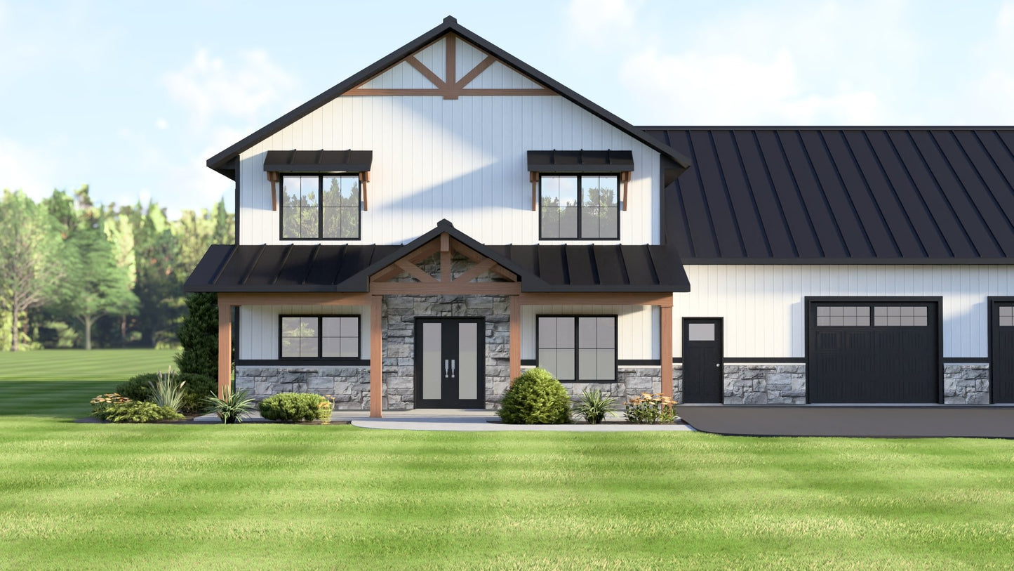 BG-20146 Thea barndominium exterior rendering