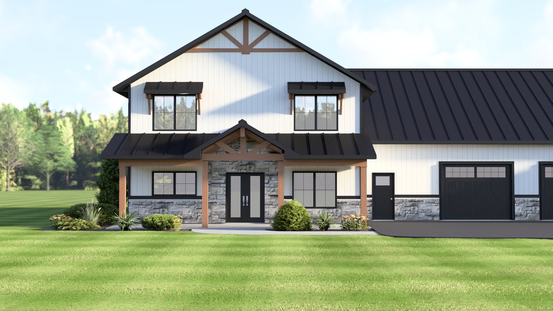 BG-20146 Thea barndominium exterior rendering