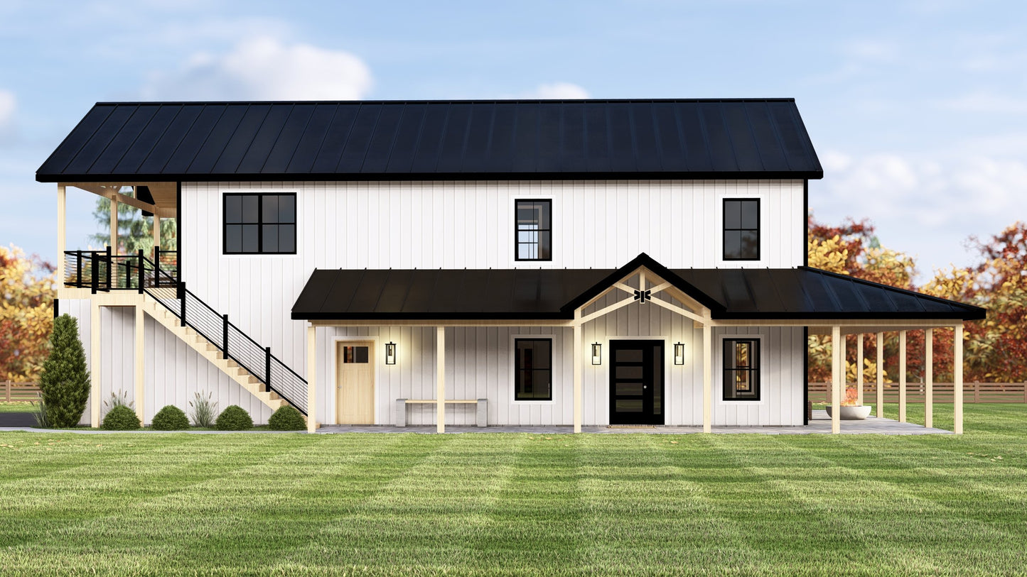 BG-20147 Wells barndominium exterior rendering