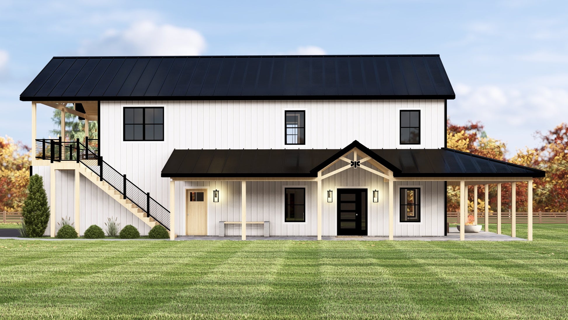 BG-20147 Wells barndominium exterior rendering