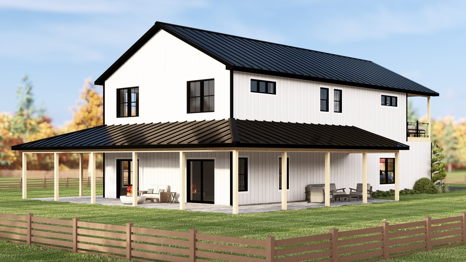 BG-20147 Wells barndominium exterior rendering