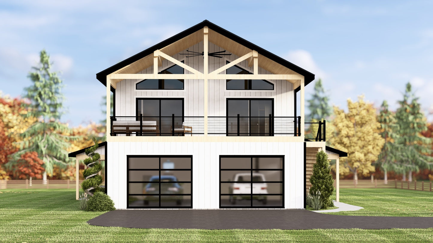BG-20147 Wells barndominium exterior rendering