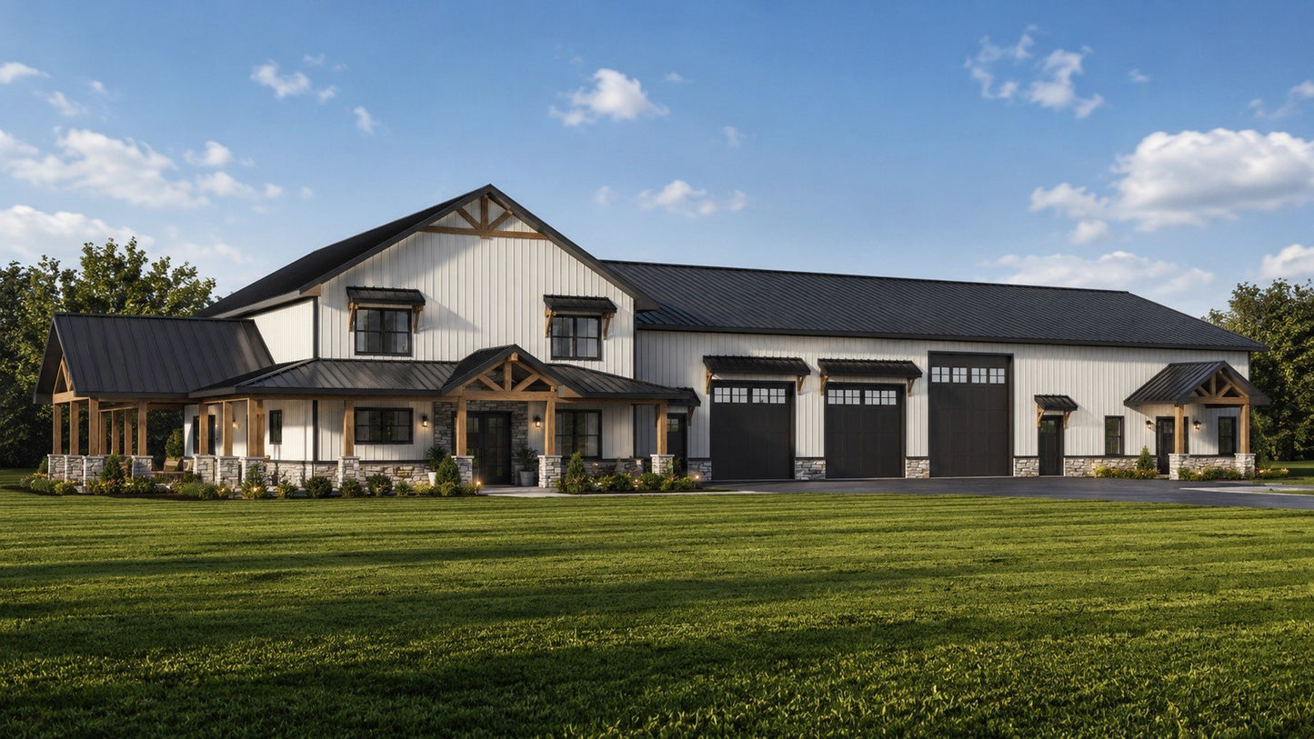 BG-20148 Winnie barndominium exterior rendering