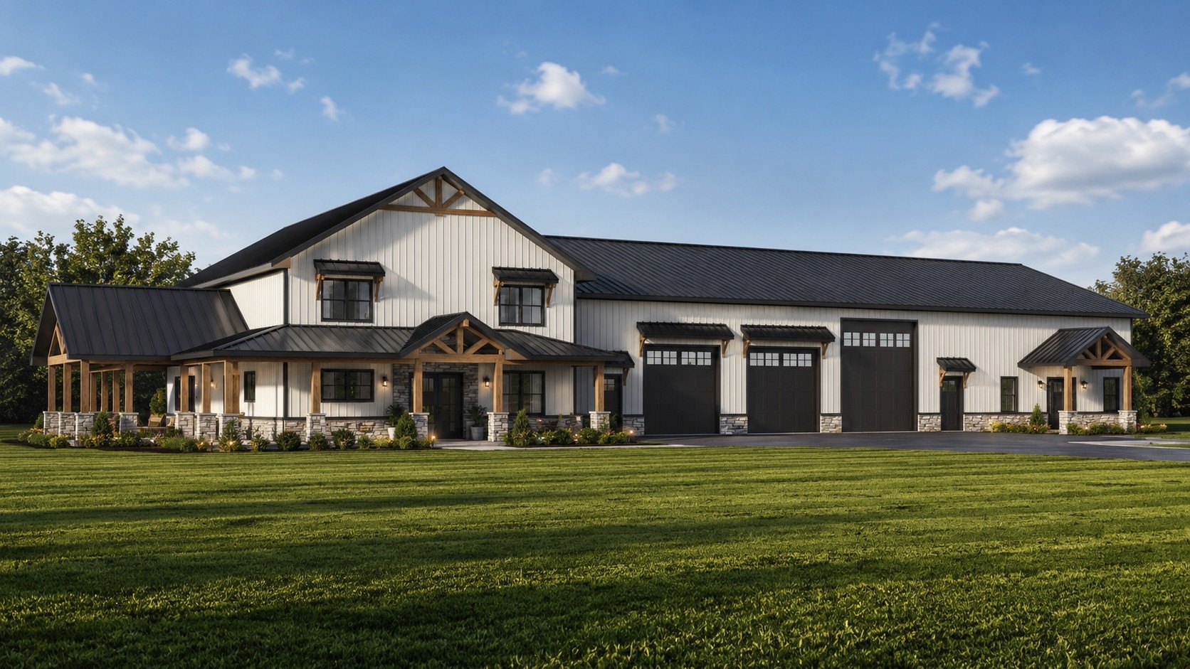 BG-20148 Winnie barndominium exterior rendering