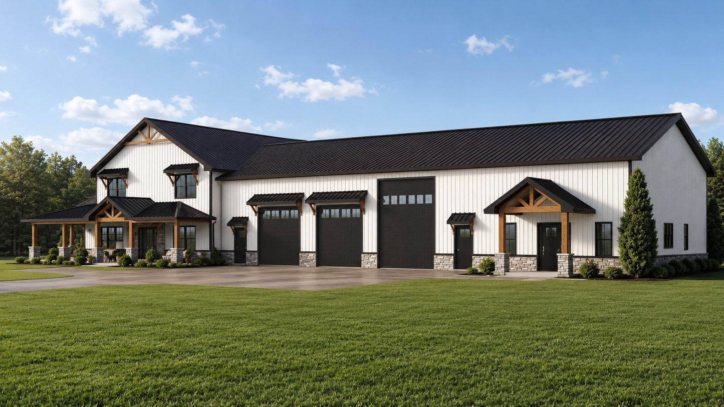 BG-20148 Winnie barndominium exterior rendering